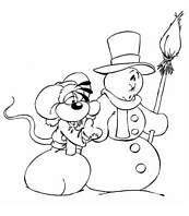 coloriage diddl et bonhomme de neige